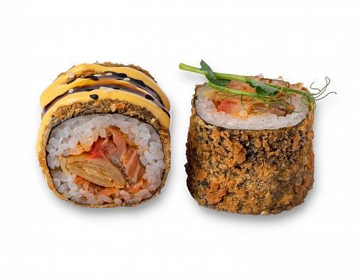 Ролл ЖАРЕНЫЙ ЛОСОСЬ ТЕРИЯКИ в подарок 